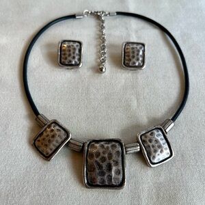 Oxidized, Silver Plated, Choker and Earring Set